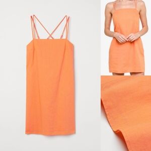 H&M Linen Blend Orange Dress - Size S